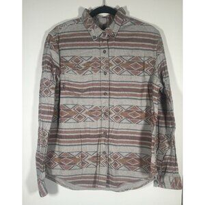 Eddie Bauer aztec striped gray outdoor southwestern shirt L cowboy gorpcore